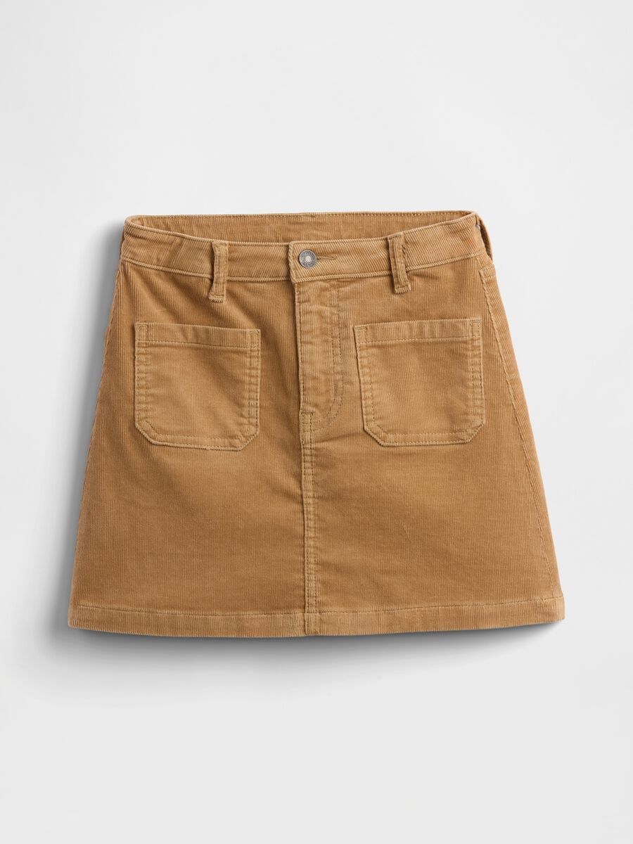 Gonna marrone in cotone elasticizzato_0