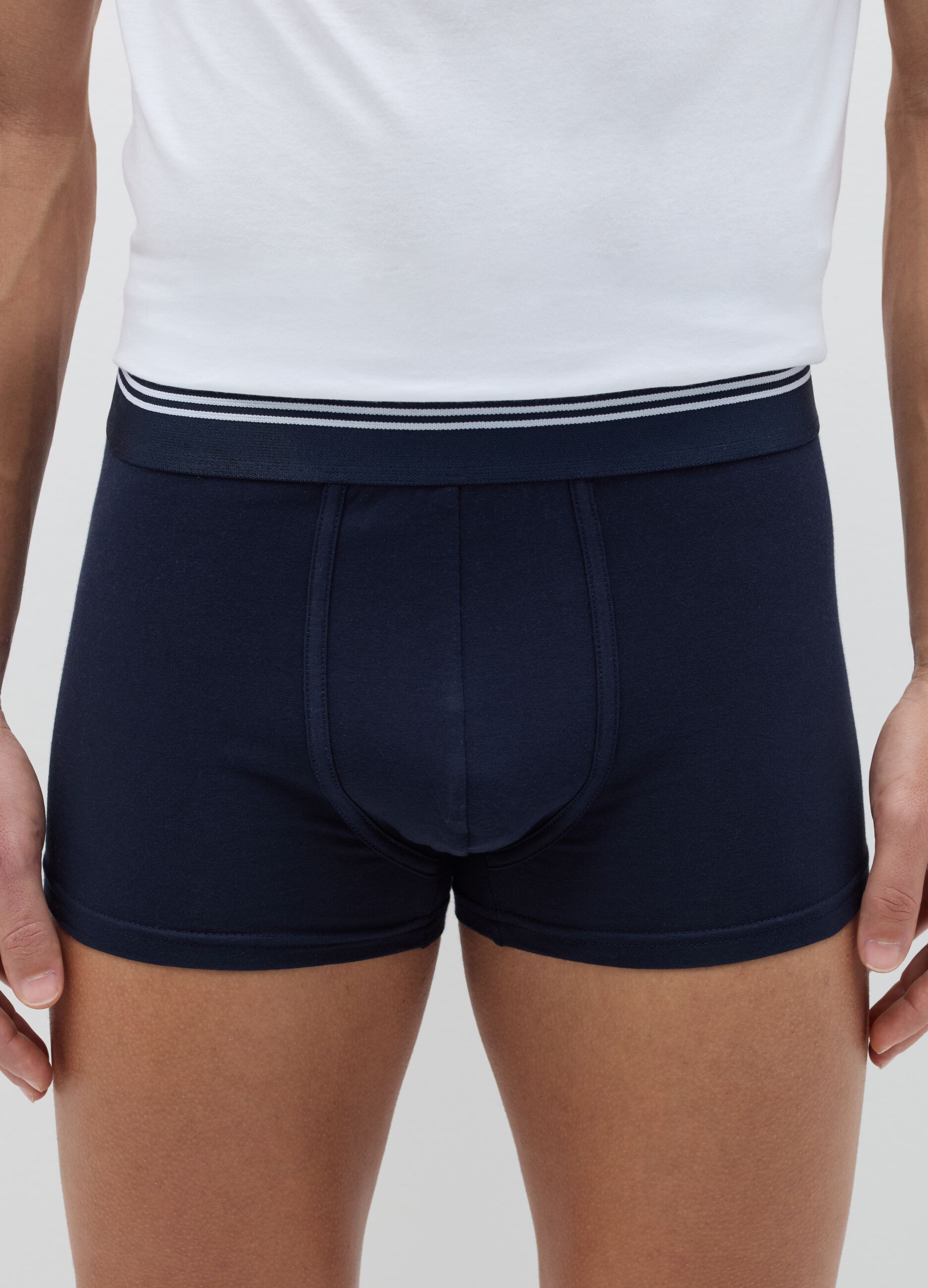 Three-pack boxer shorts in stretch cotton with striped detail