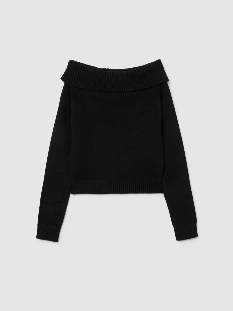 Black sweater with shawl collar for girls regular fit_3