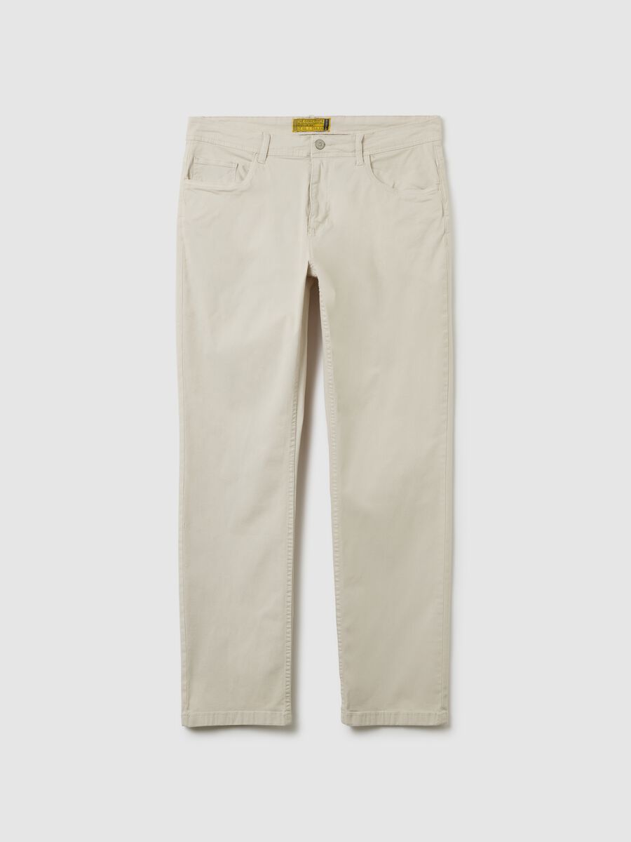 Pantaloni in cotone elasticizzato beige regular fit_0