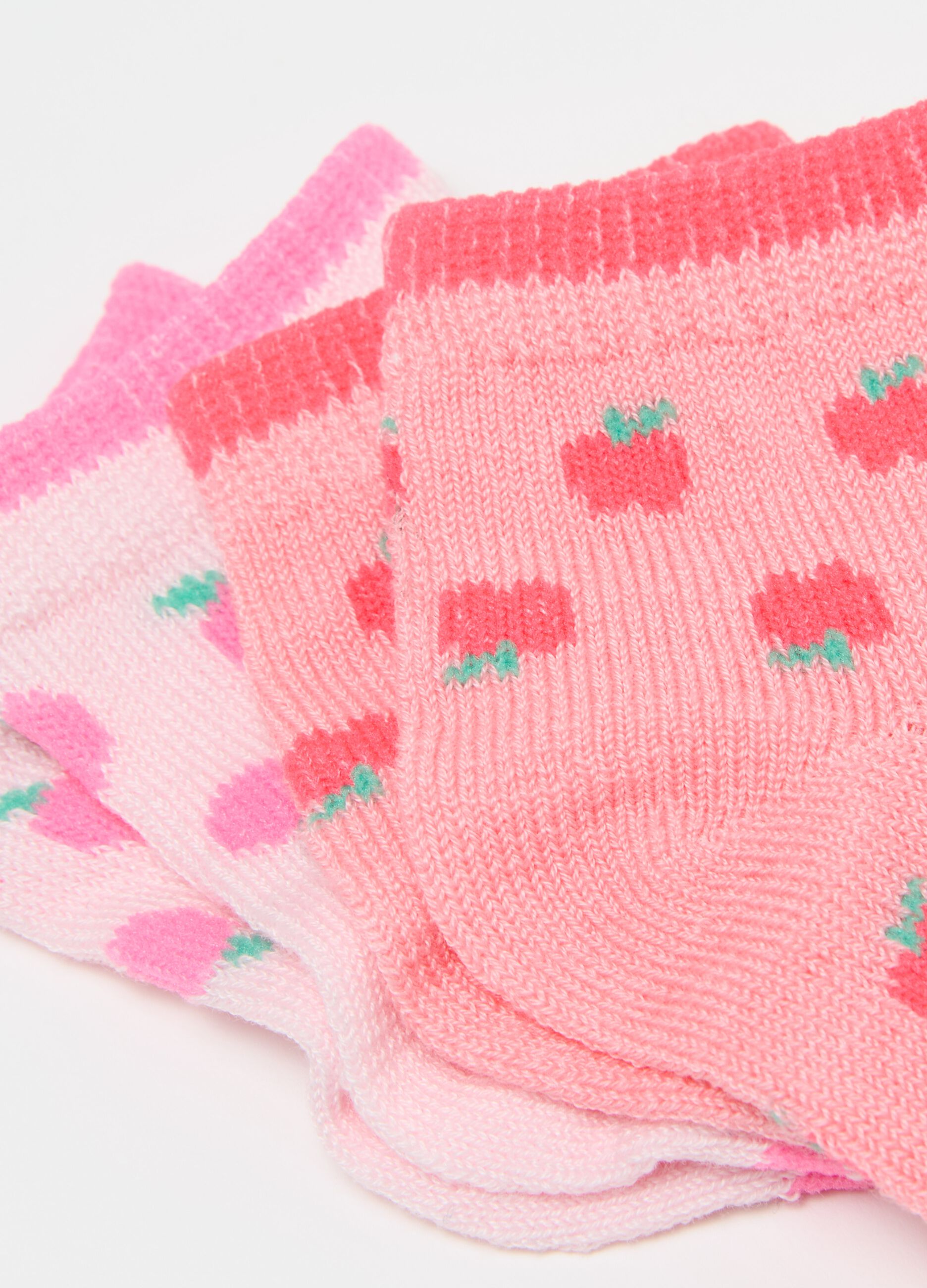Three-pair pack short socks with fruit design