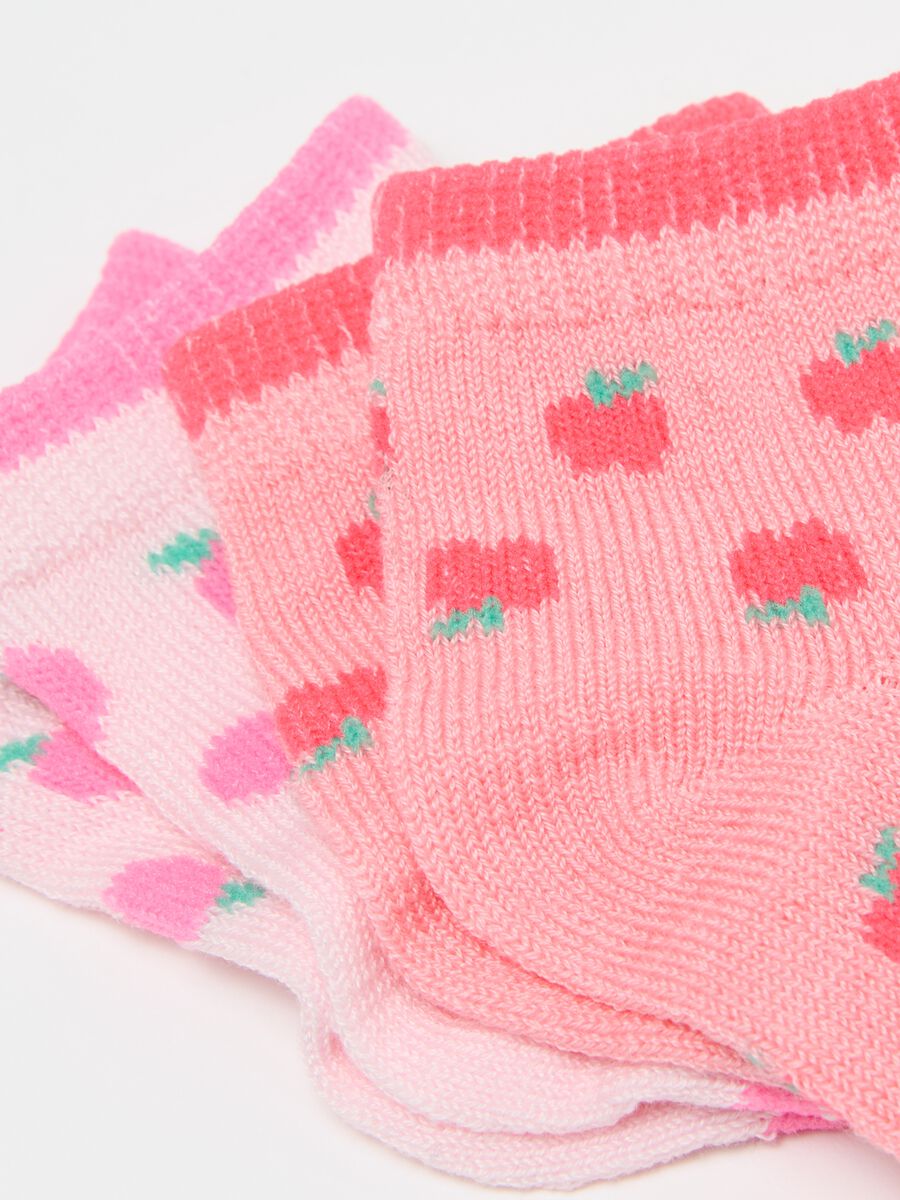 Three-pair pack short socks with fruit design_1