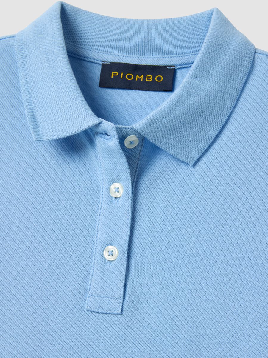 Sky blue short-sleeve pure cotton polo shirt, regular fit_5