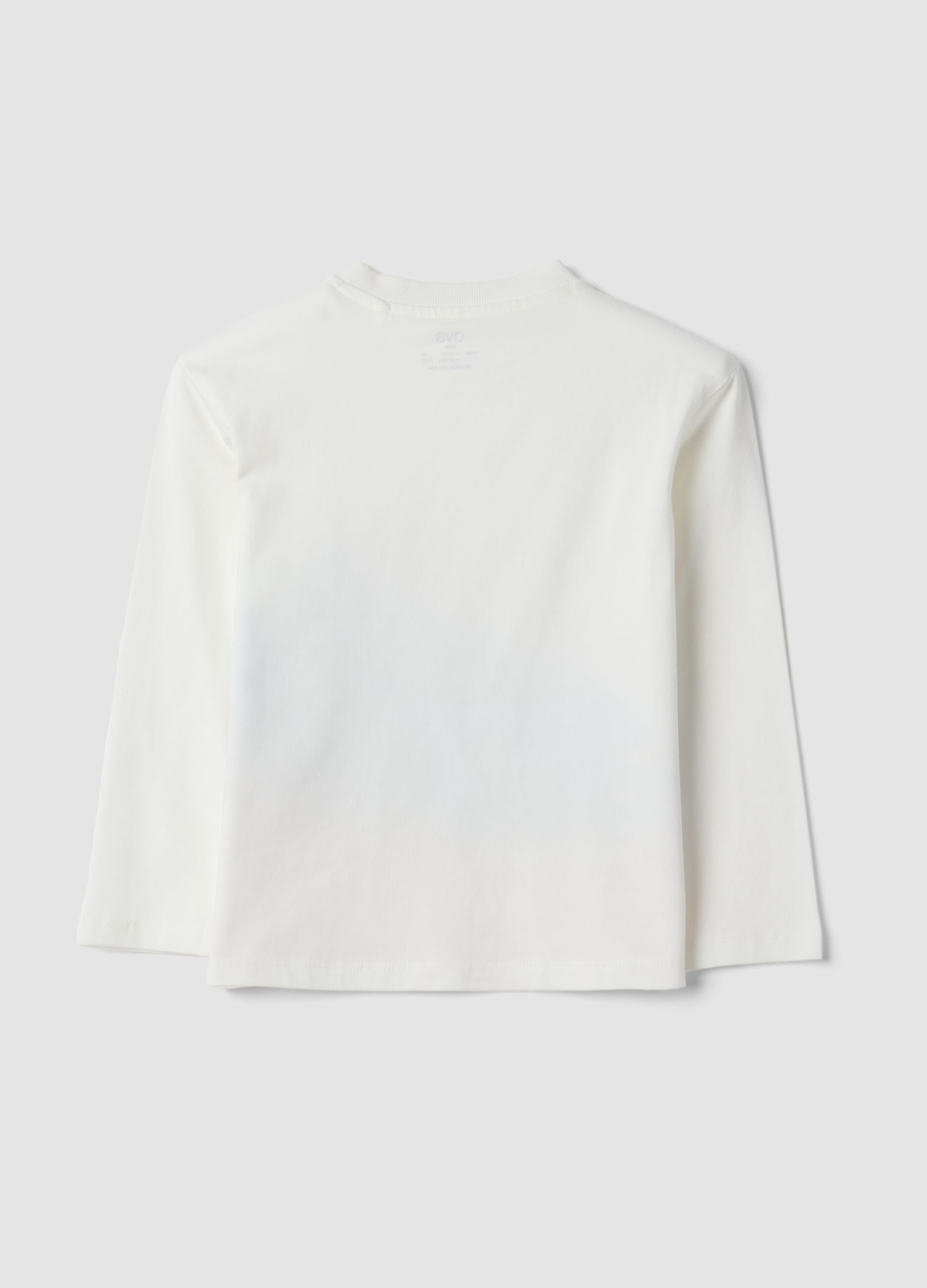 T-shirt bianca in cotone organico elasticizzato con stampa macchina
