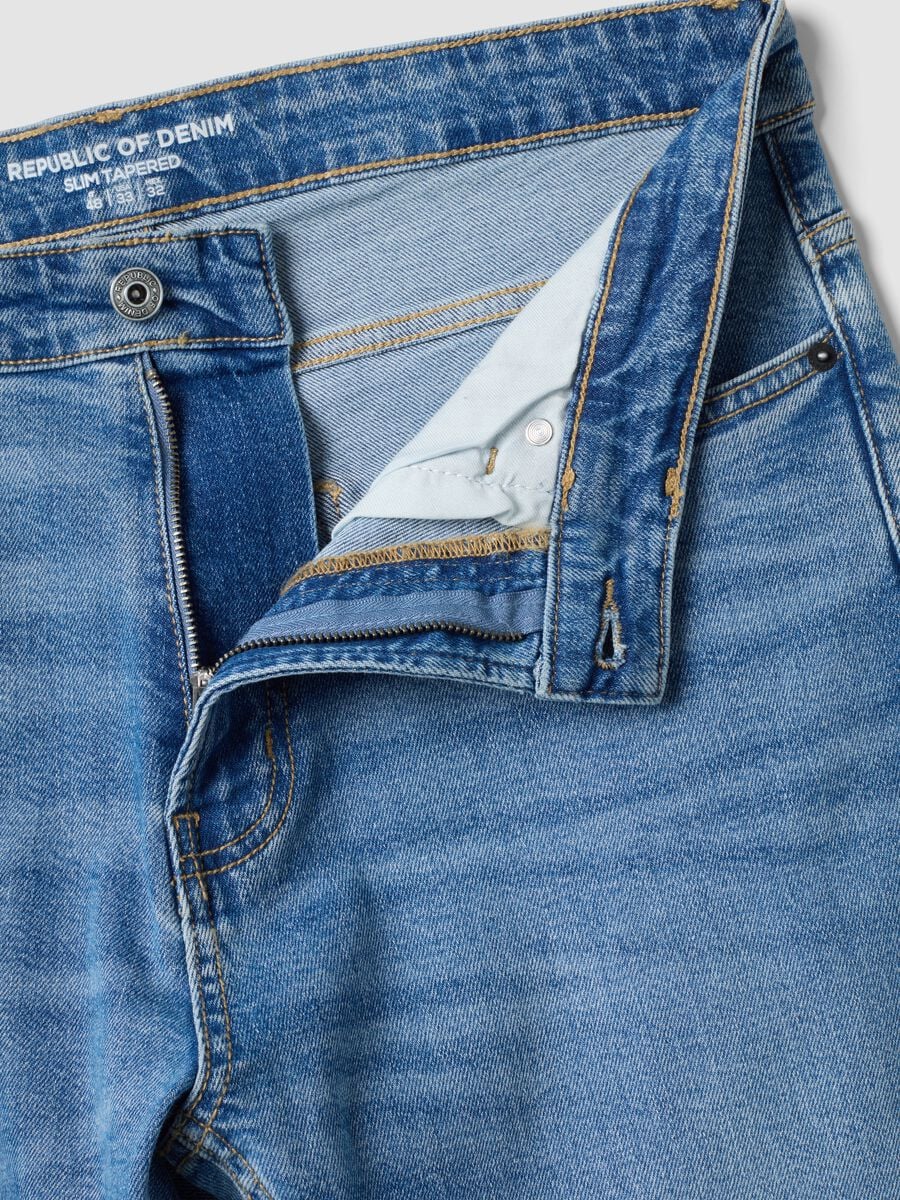 Blue slim-fit stretch cotton jeans_6