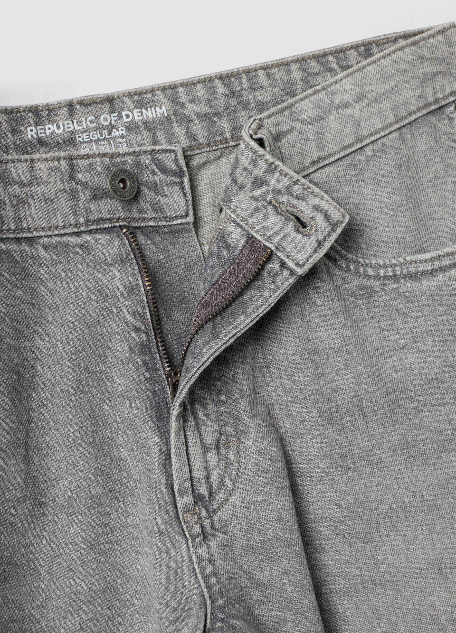 Grey denim jeans in pure cotton, regular fit