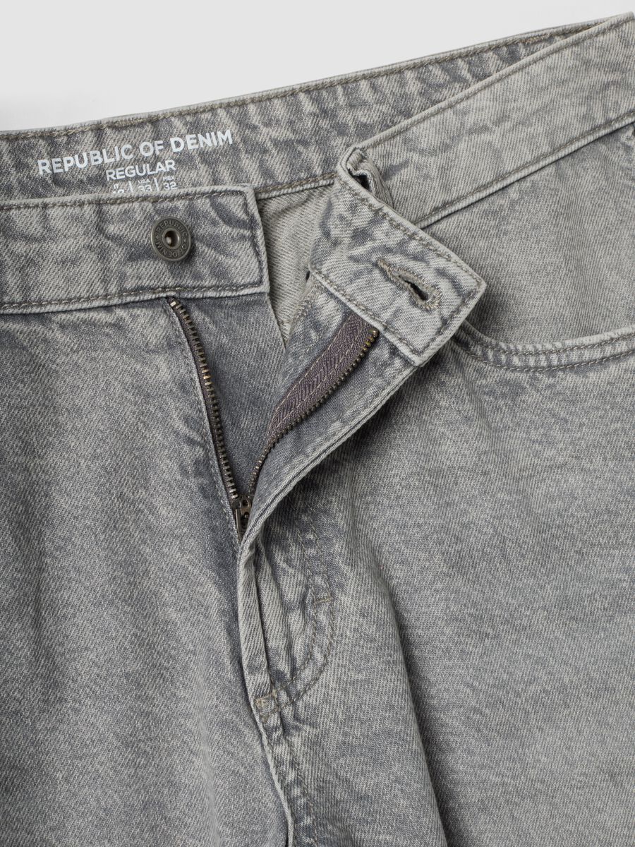 Jeans denim grigi regular fit in puro cotone_2