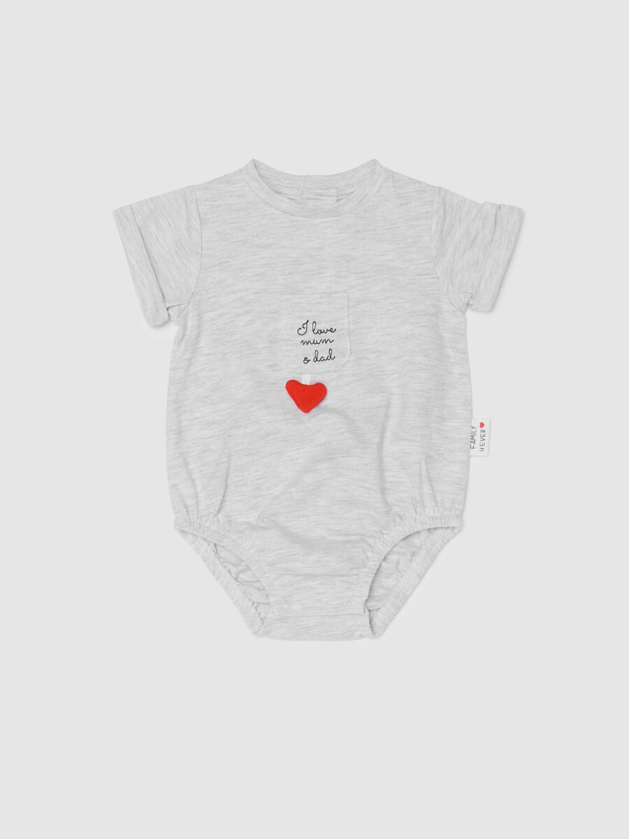 Organic cotton bodysuit with I Love Mum & Dad embroidery_0