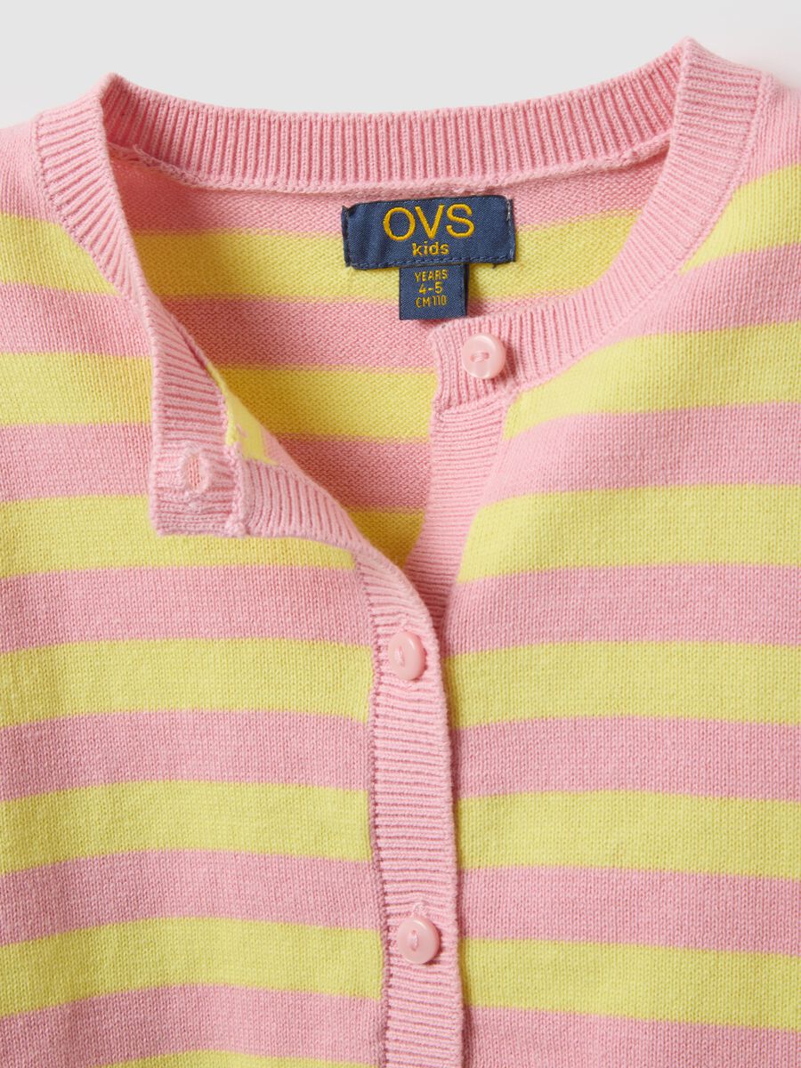 Girls' regular fit multicolour striped pure cotton cardigan_2