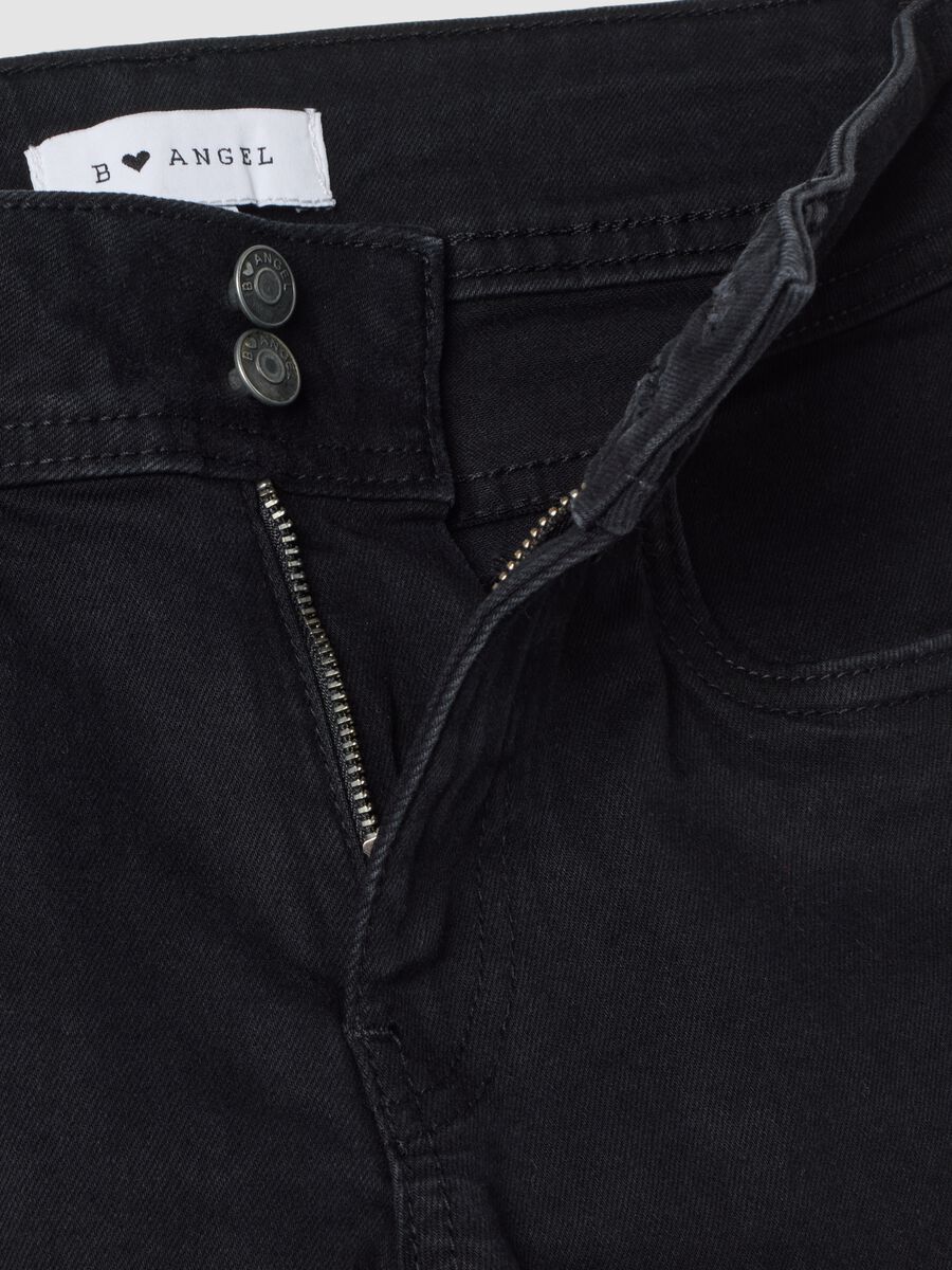 Jeans neri flare in cotone elasticizzato_1