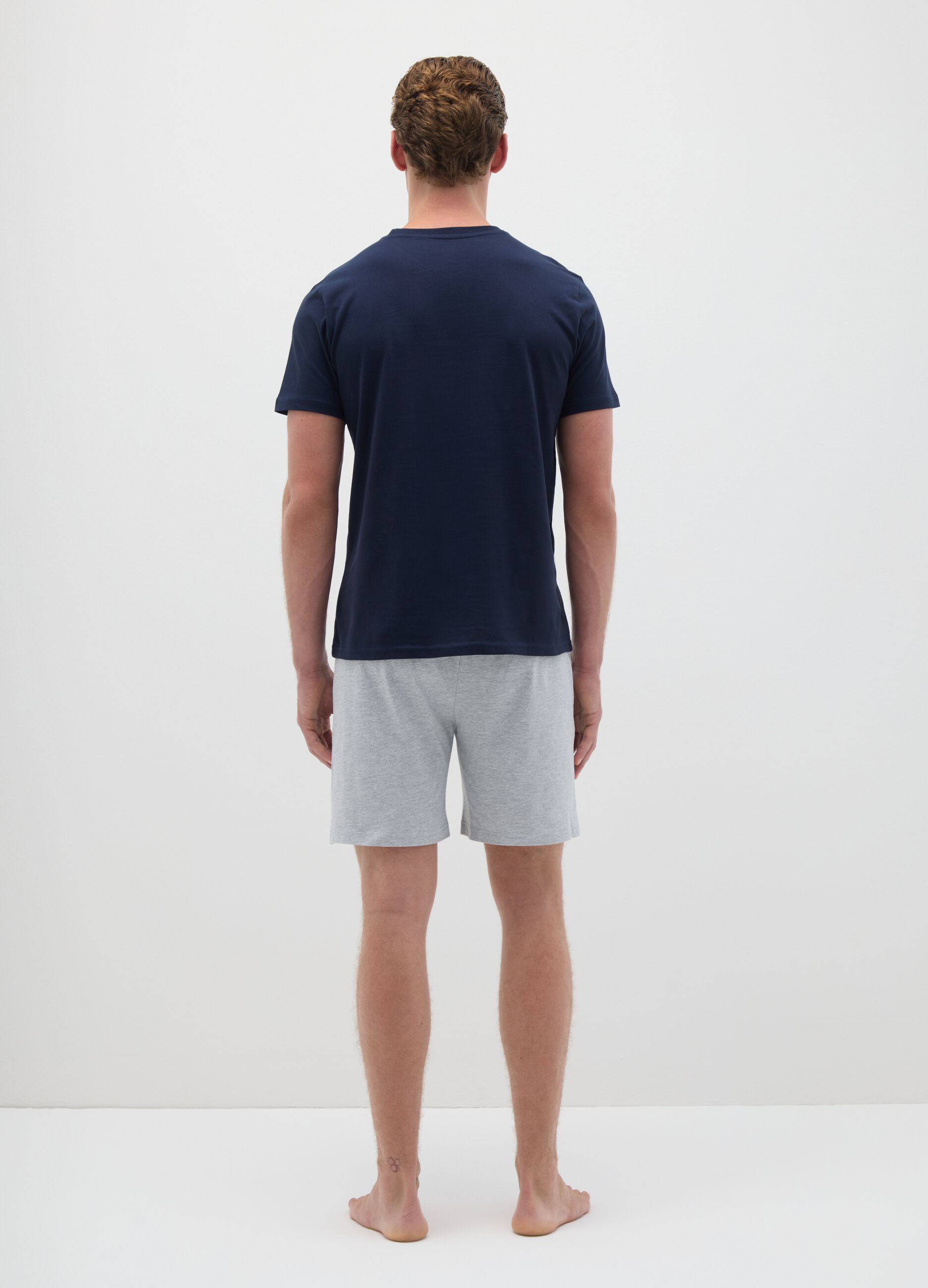 Blue Cotton Blend Pyjamas Regular Fit