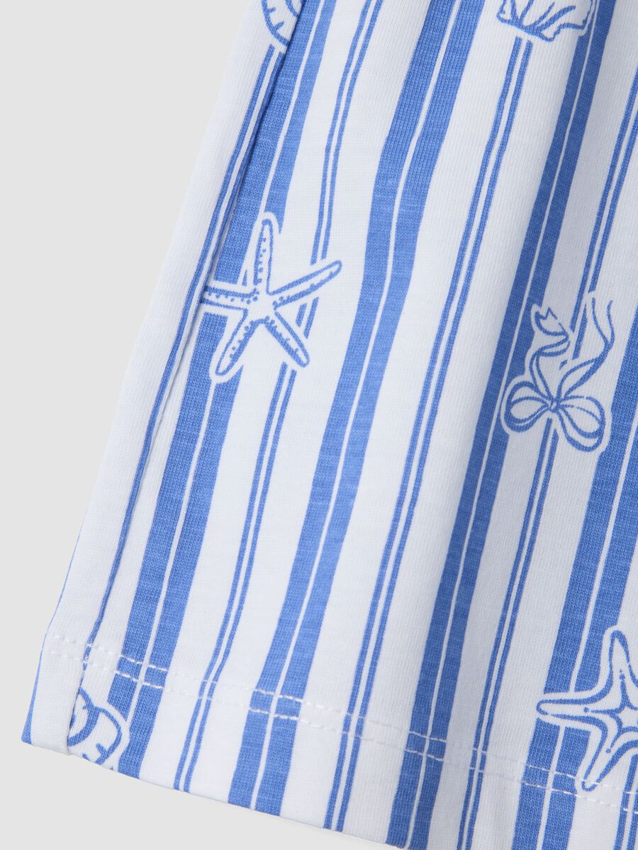 Girls&rsquo; pure cotton shorts with white and light blue stripes and prints_3