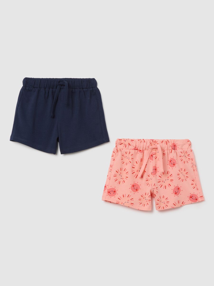 Newborn girl's multicolor pure cotton regular fit shorts_0