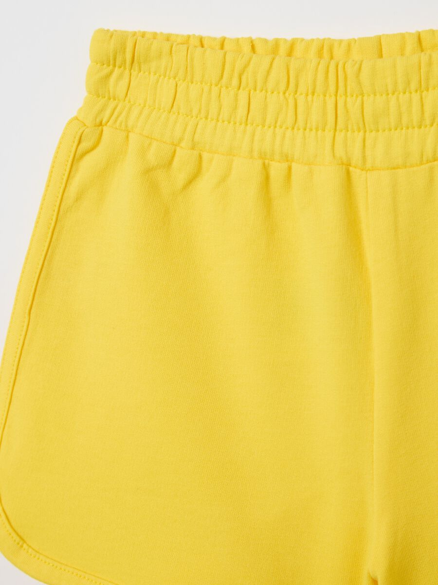 French Terry Cotton Shorts in Yellow_2