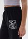 Girls' black jogger trousers in pure cotton with print_2