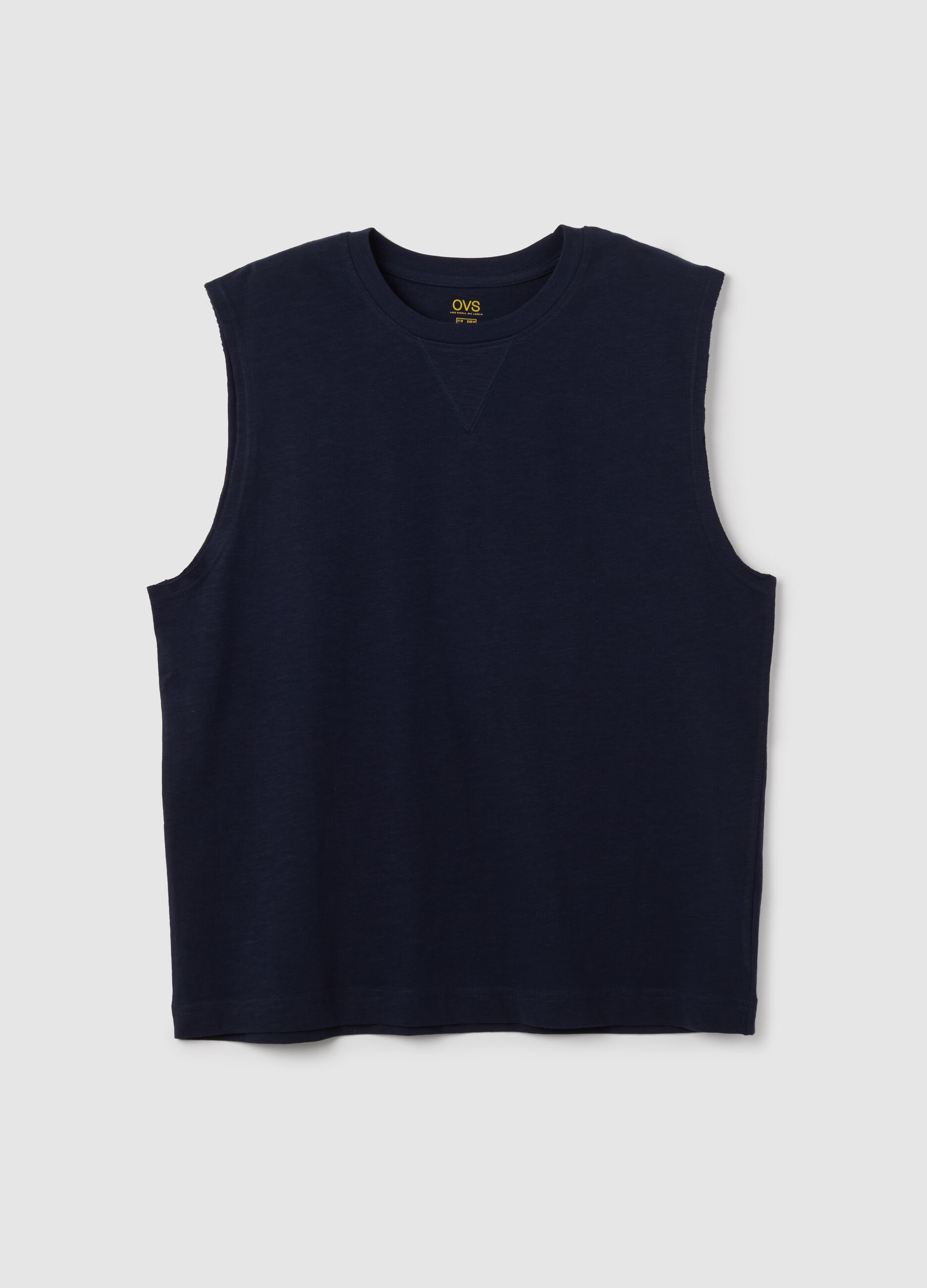 Canotta da uomo in puro cotone blu relaxed fit
