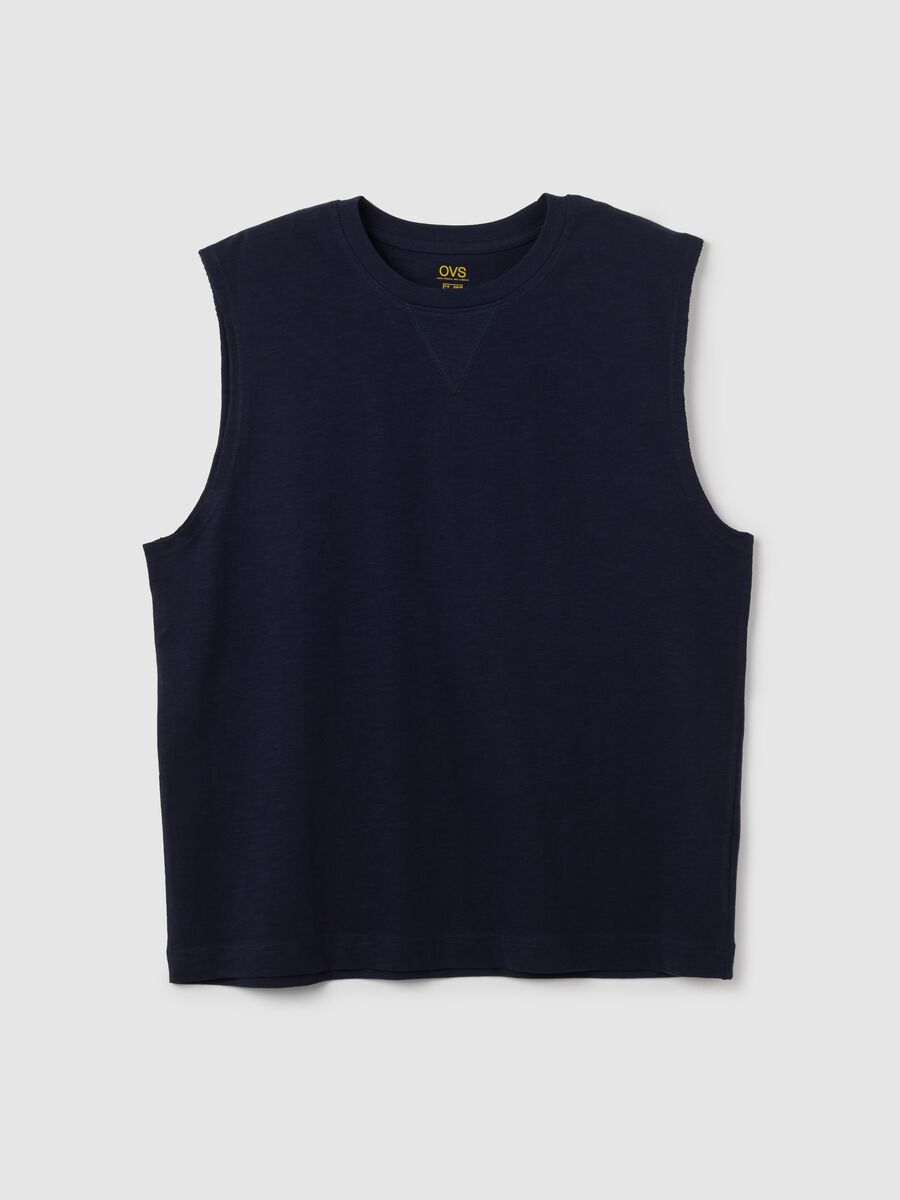 Men's Blue Pure Cotton Relaxed Fit Tank Top_4