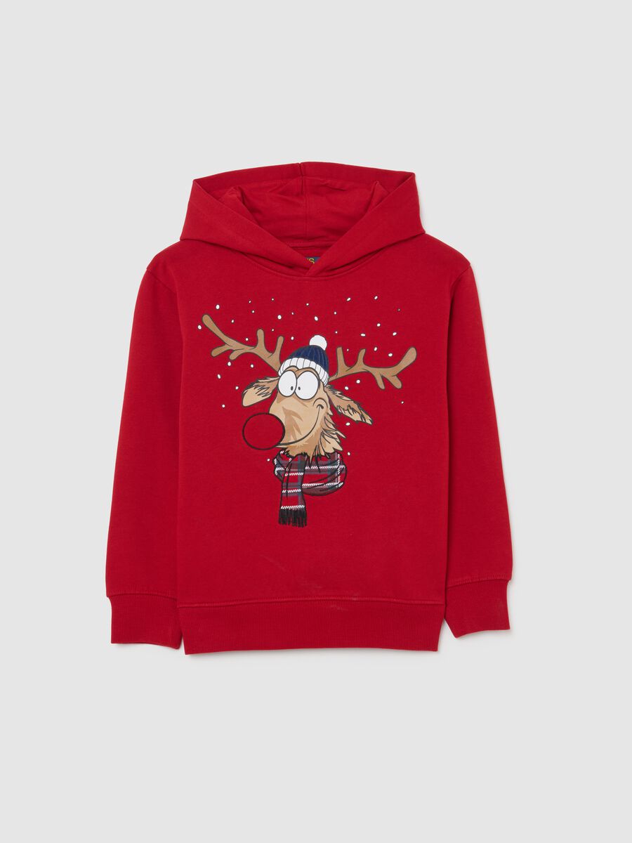 Red Christmas children's sweatshirt in pure cotton regular fit with print_0