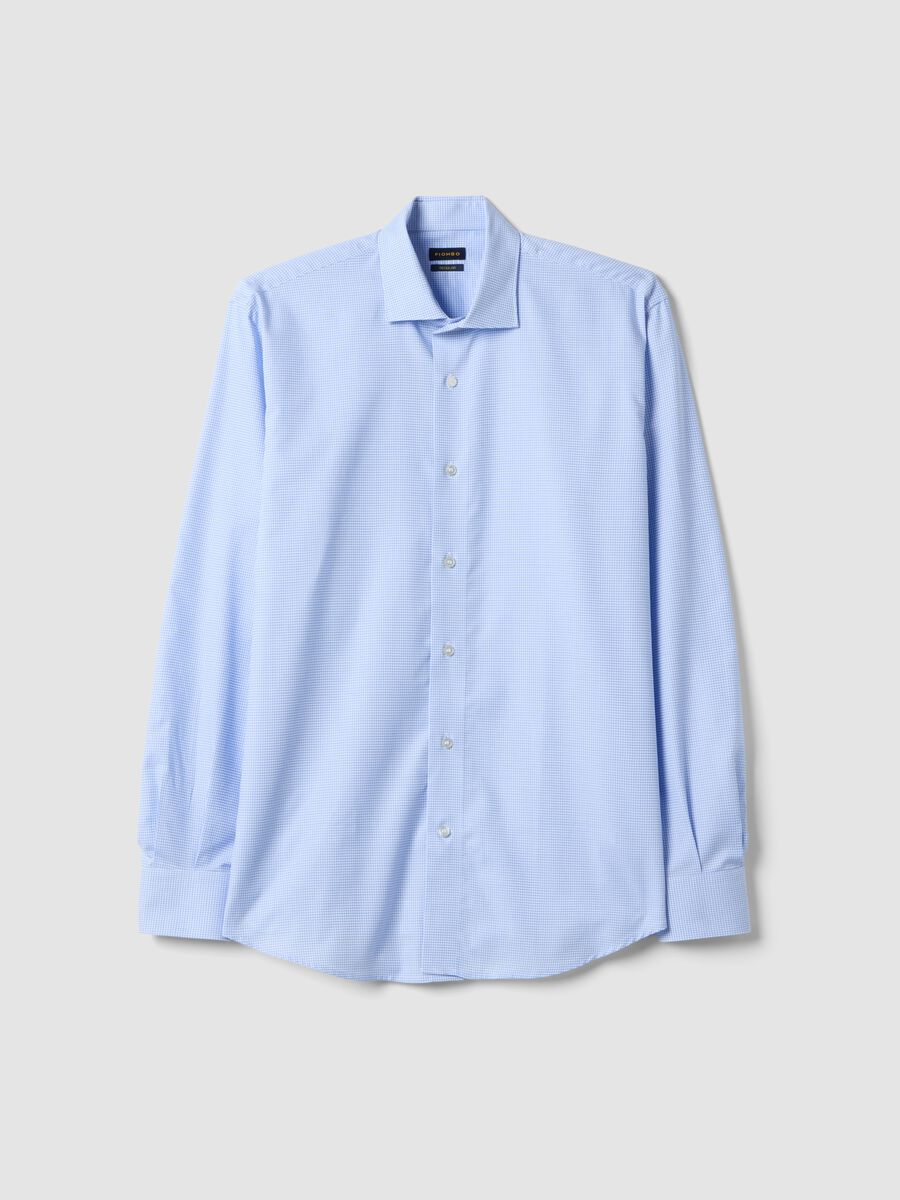 Blue and white check pure cotton shirt regular fit easy iron_4