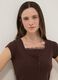 Brown regular fit cotton blend T-shirt with lace details_0
