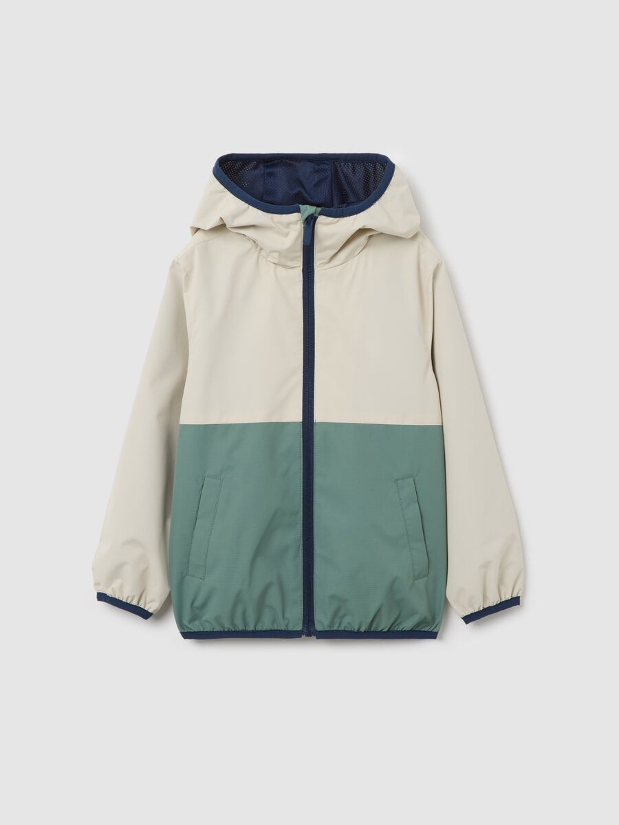 Two-tone rain jacket with hood_0
