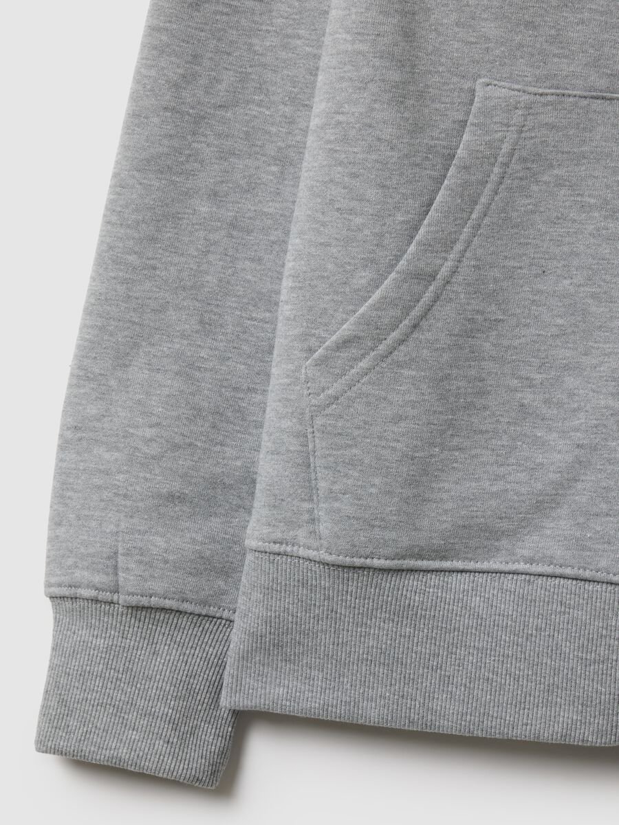 Grey cotton blend regular fit hoodie with zip_5