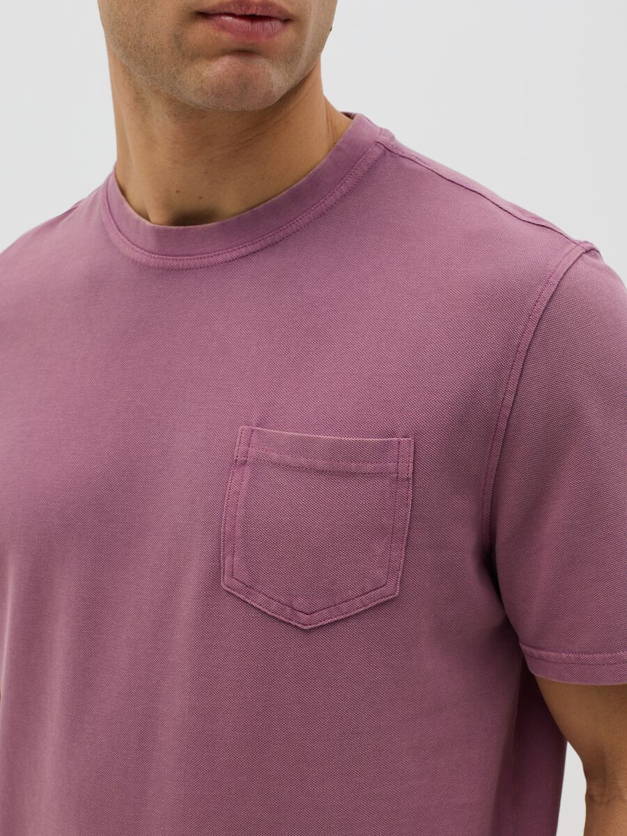Purple cotton T-shirt with pocket_3