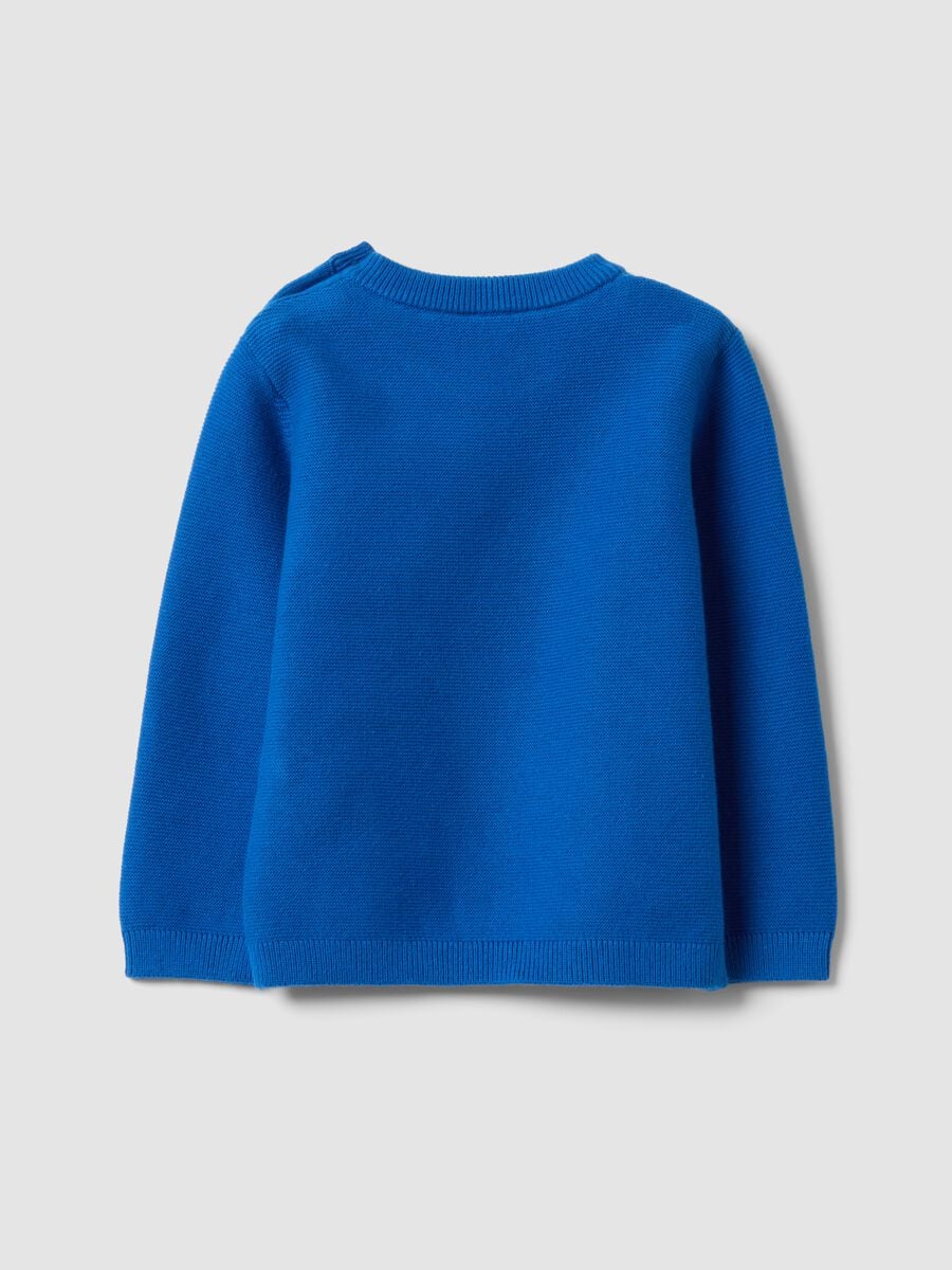 Blue pure cotton button jumper, regular fit, for baby boy_1