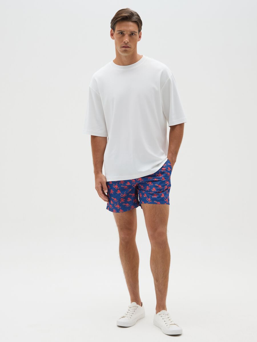Men's multicolour swim shorts with octopus print_0