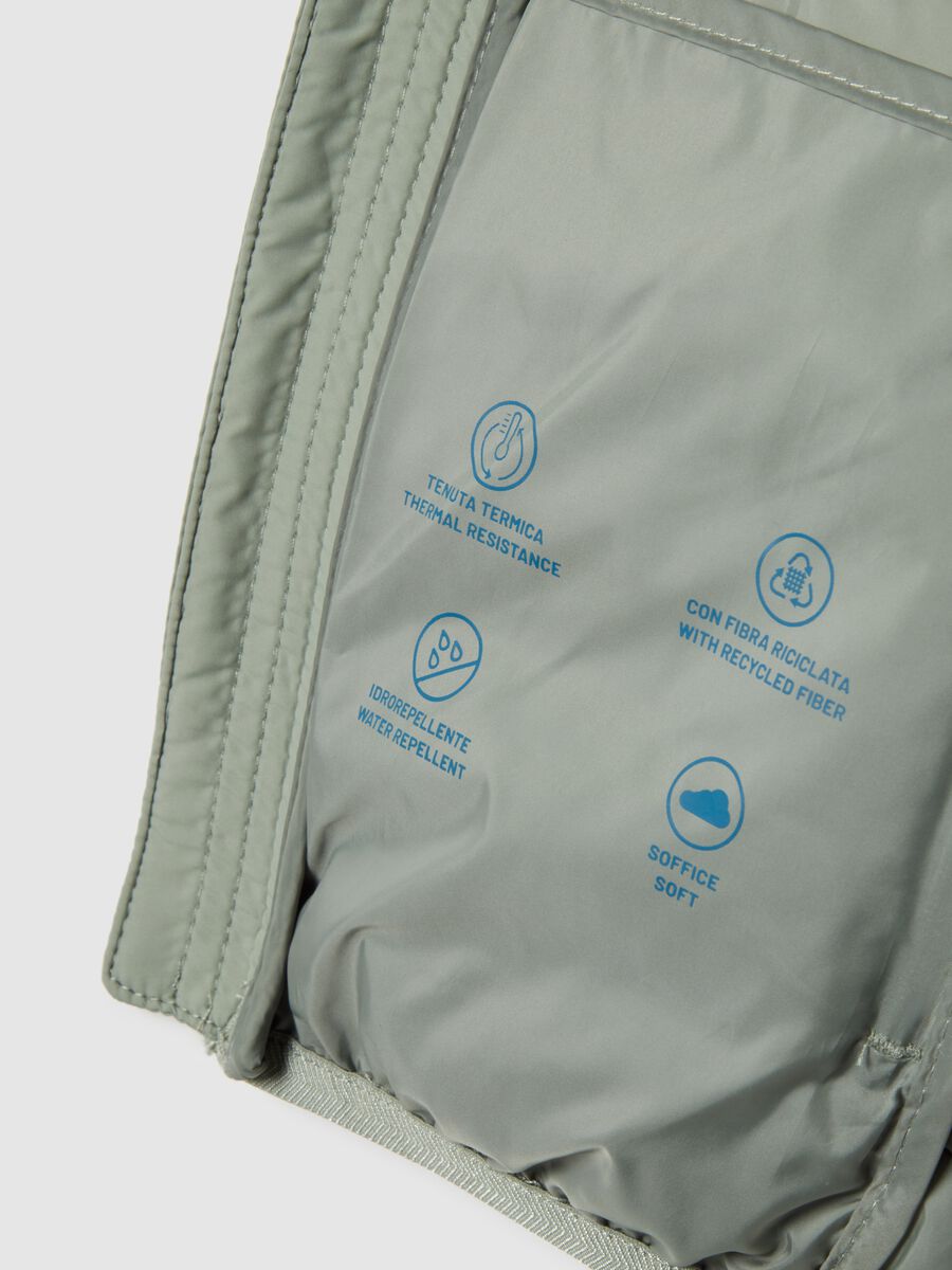 Kids' green padded waistcoat, regular fit, water repellent with zip_3