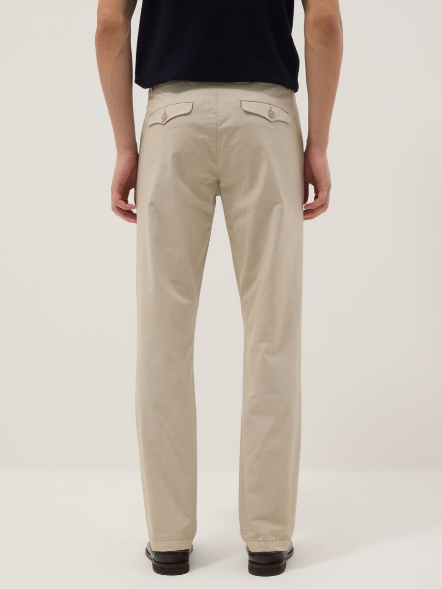 Beige Slim Fit Stretch Cotton Chino Trousers_2
