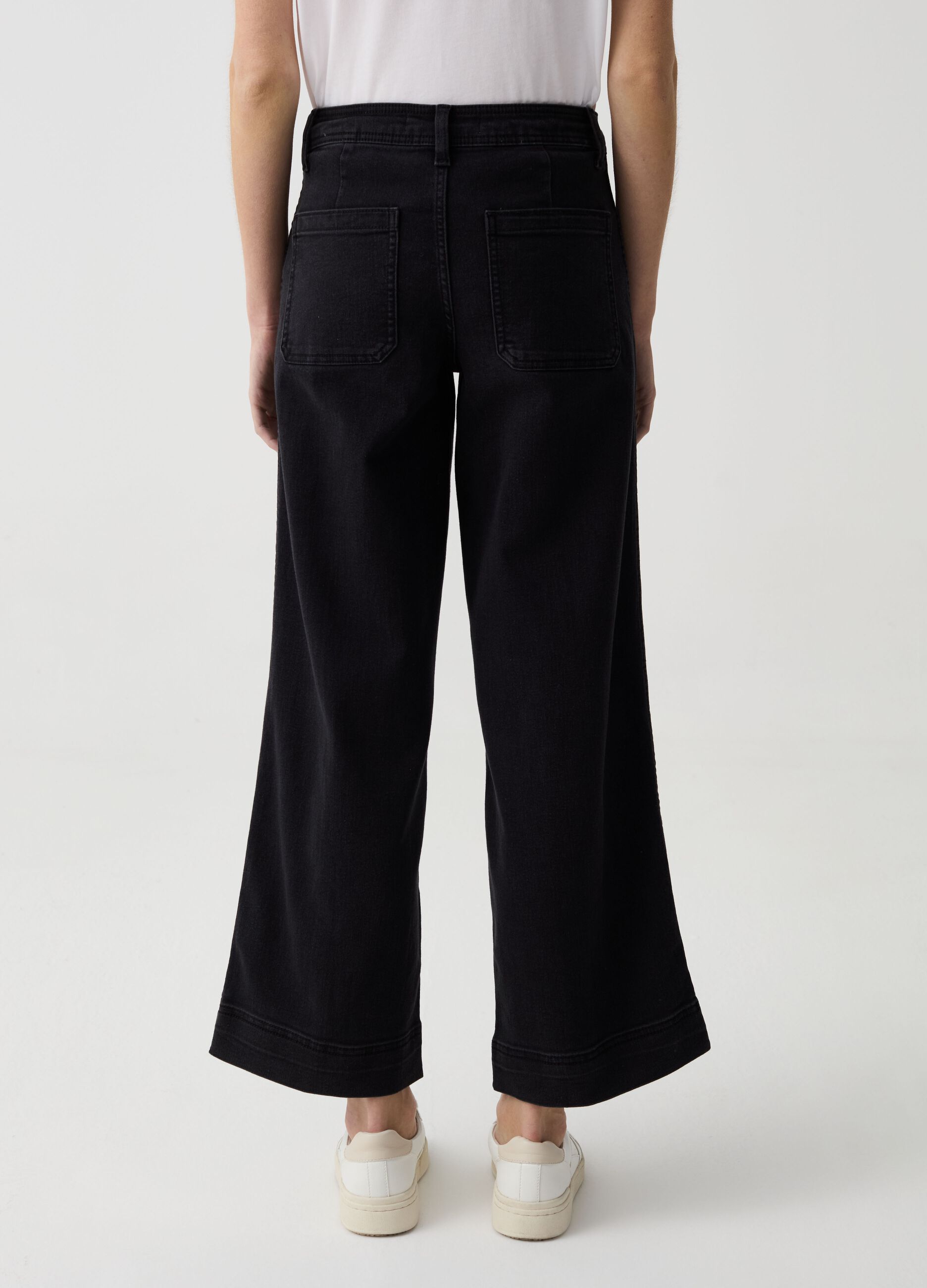 Jeans culotte wide leg cropped