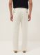 White cotton chino trousers, carrot fit_2