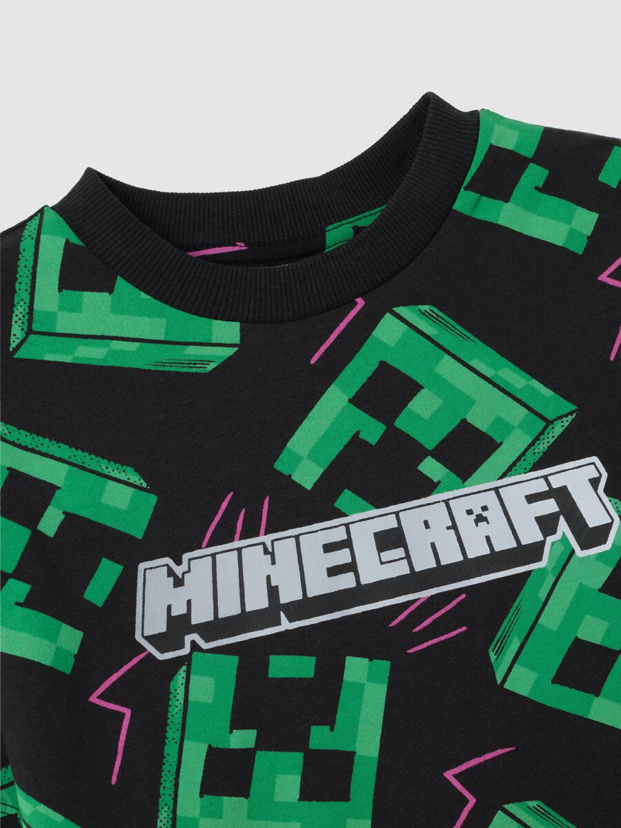 T-shirt da bambino in puro cotone multicolor regular fit con stampa Minecraft_2