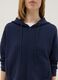 Regular fit blue modal blend hoodie with full zip_3
