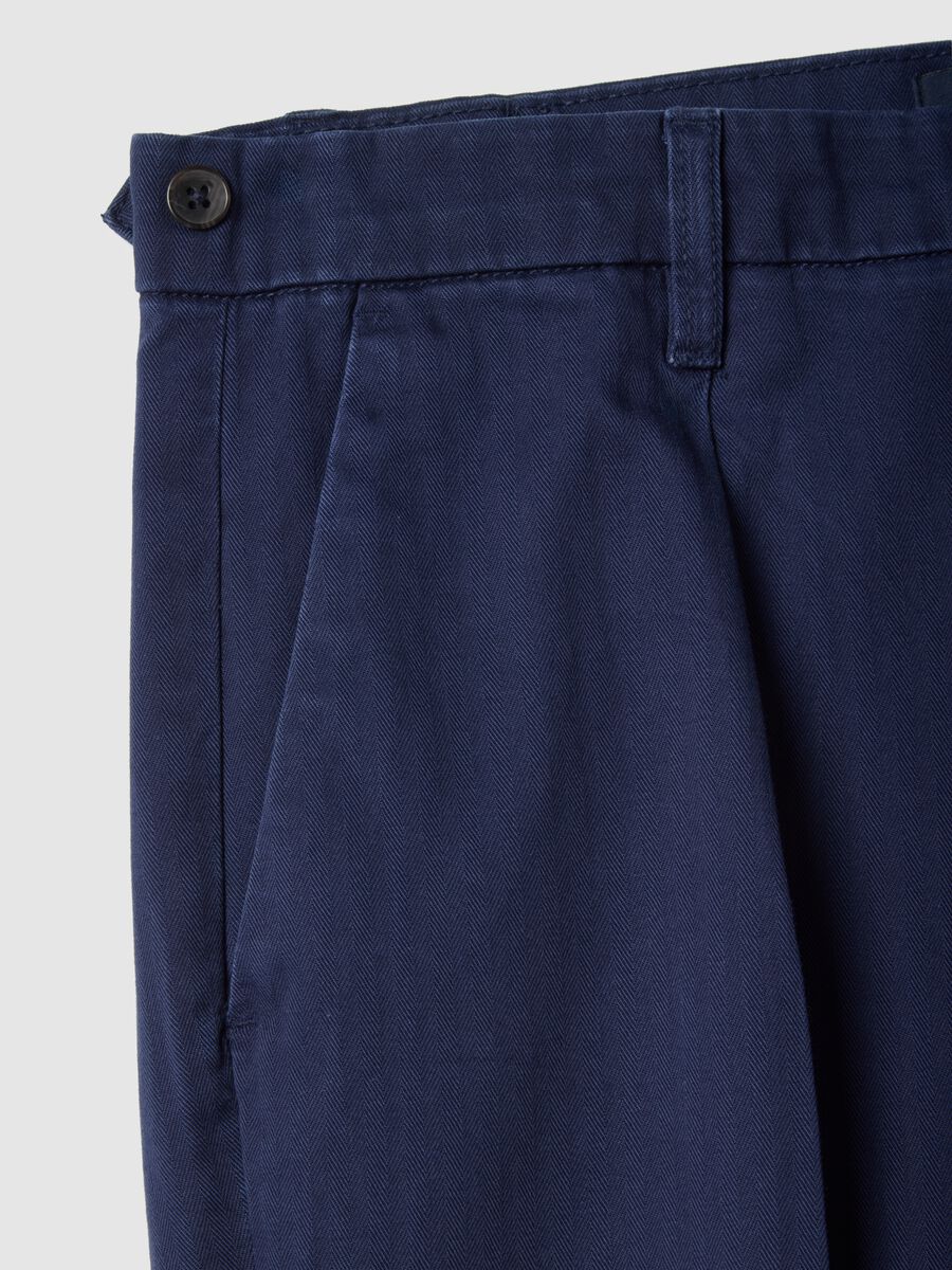 Regular fit blue pure cotton chino trousers_5