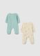 Twin pack of baby velour rompers in multicolour with snap closure_1