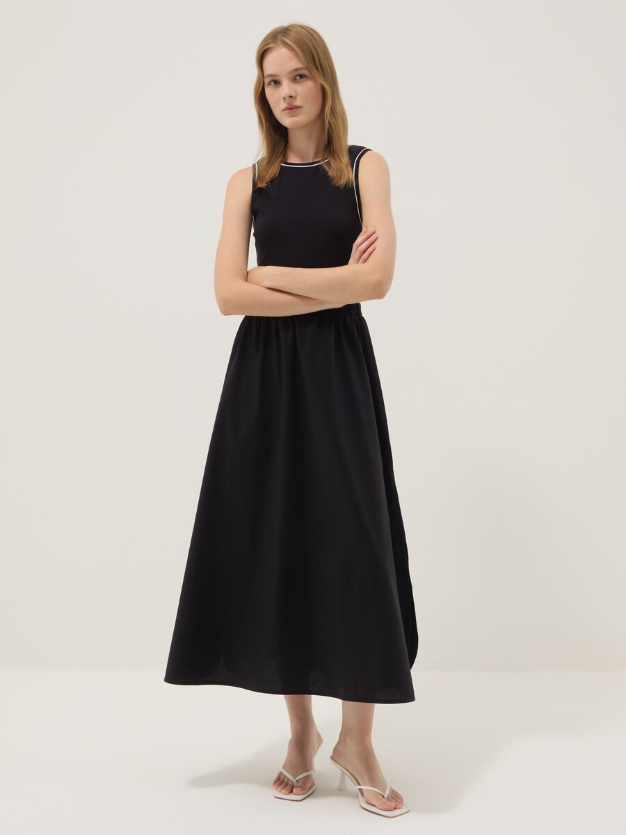 Brown midi dress in stretch cotton_0
