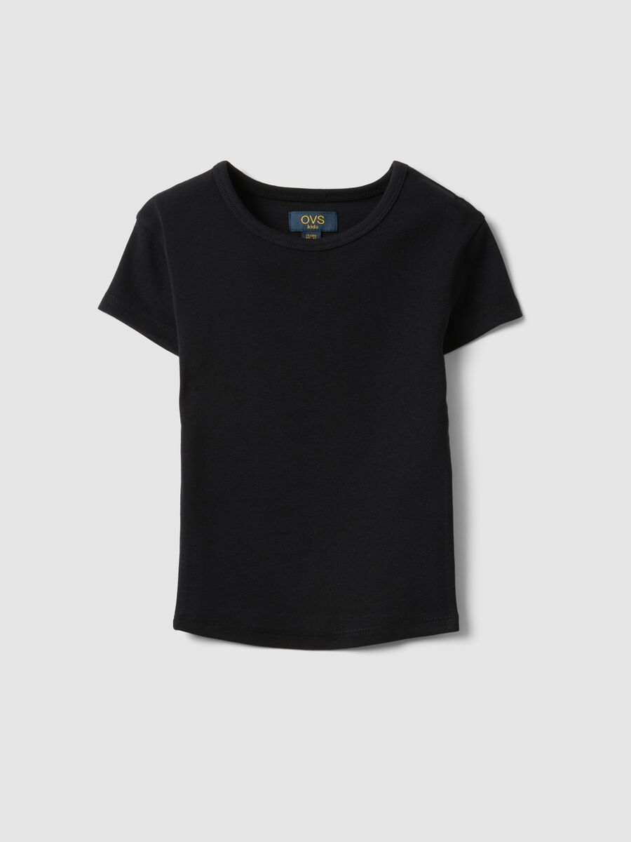 Girls&rsquo; black fitted stretch-cotton T-shirt_0