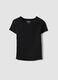 T-shirt fitted in cotone elasticizzato nera da ragazza_0