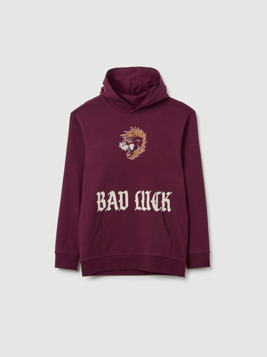 Felpa da ragazzo in puro cotone rossa regular fit con cappuccio_0