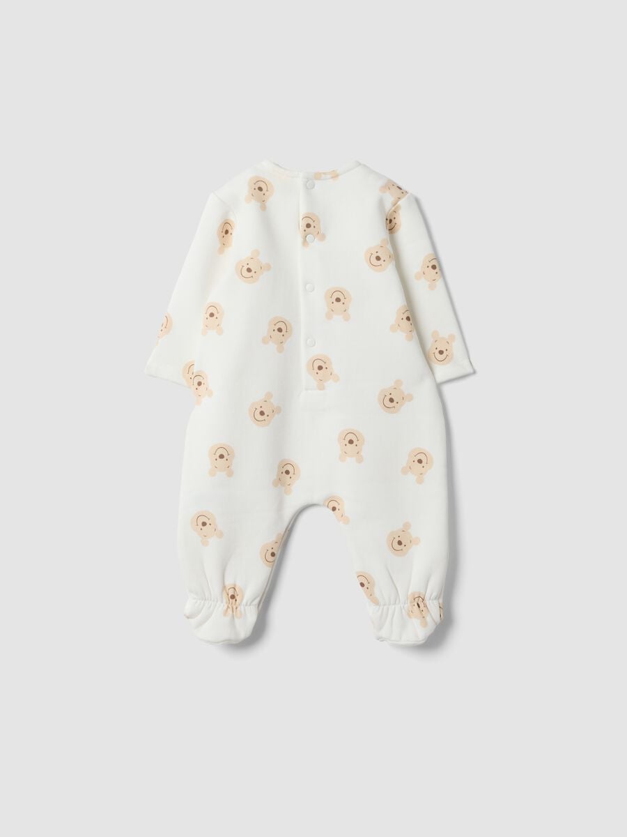 Tutina bianca in puro cotone organico con stampa Winnie the Pooh_1