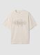 Beige pure cotton T-shirt with front print_0
