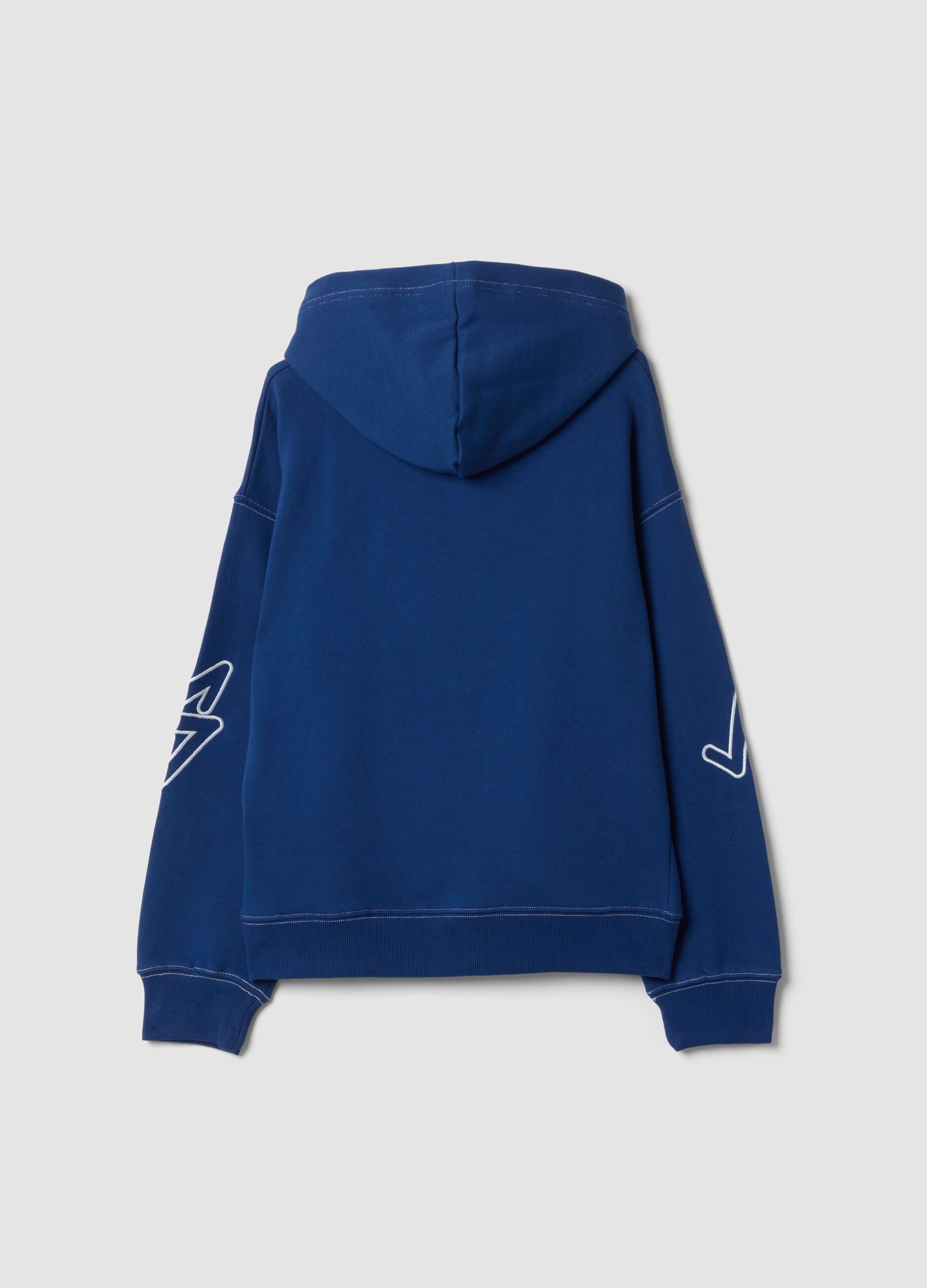 Navy blue pure cotton hoodie with prints, oversized fit