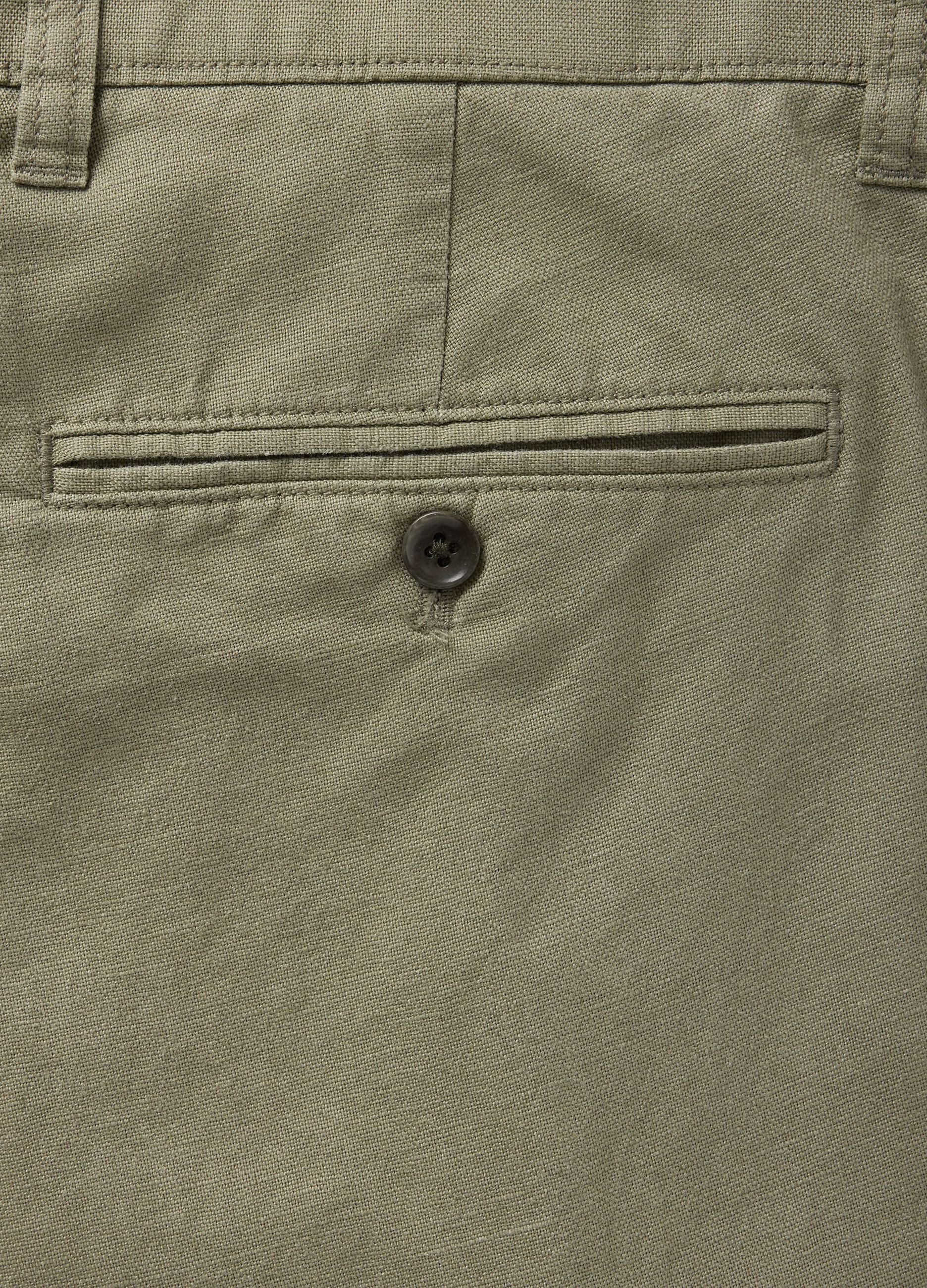 Regular Green Trousers in Linen and Cotton