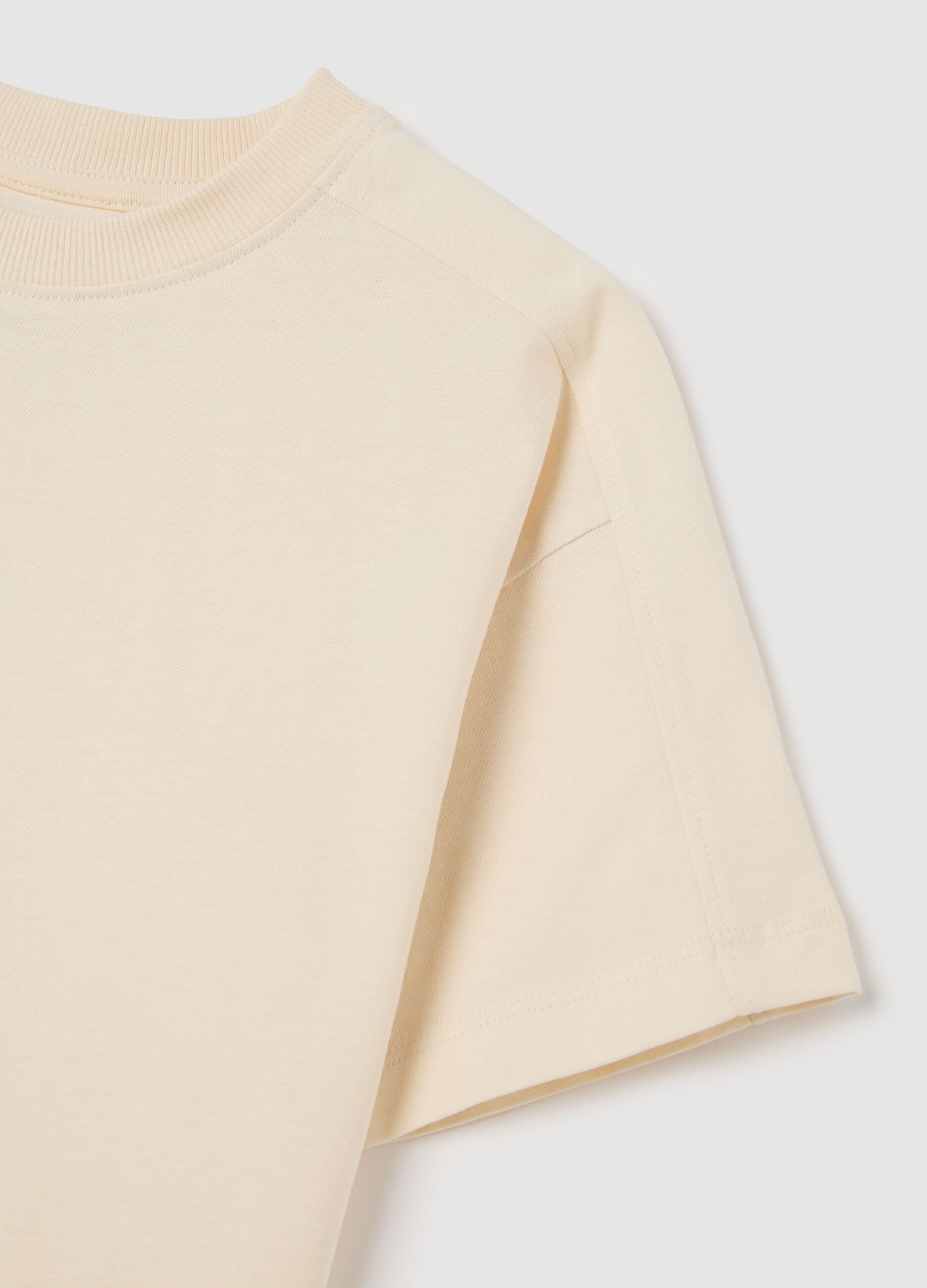 T-shirt da bambino in puro cotone beige regular fit