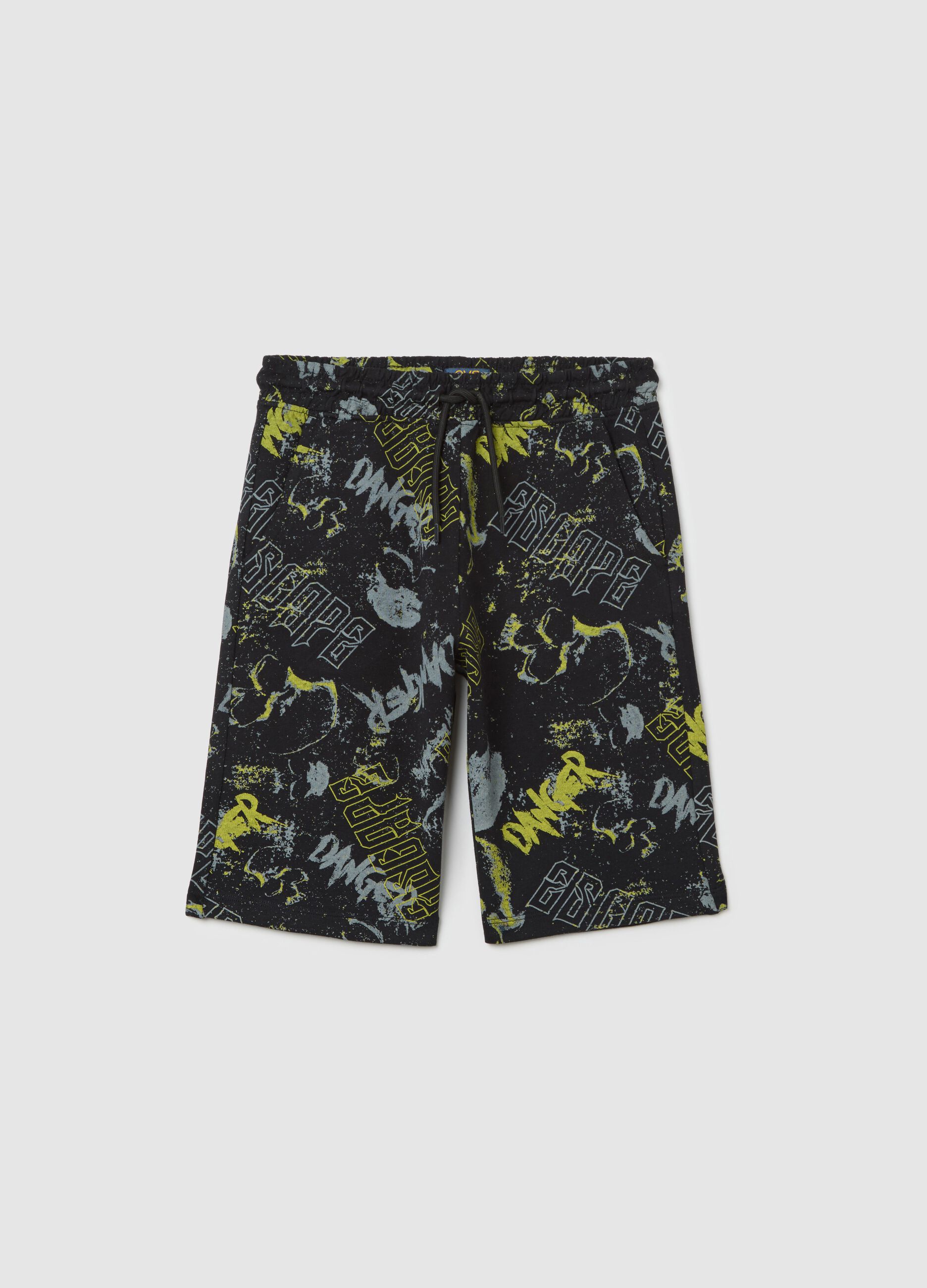 Pantaloni corti da ragazzo in puro cotone multicolor regular fit