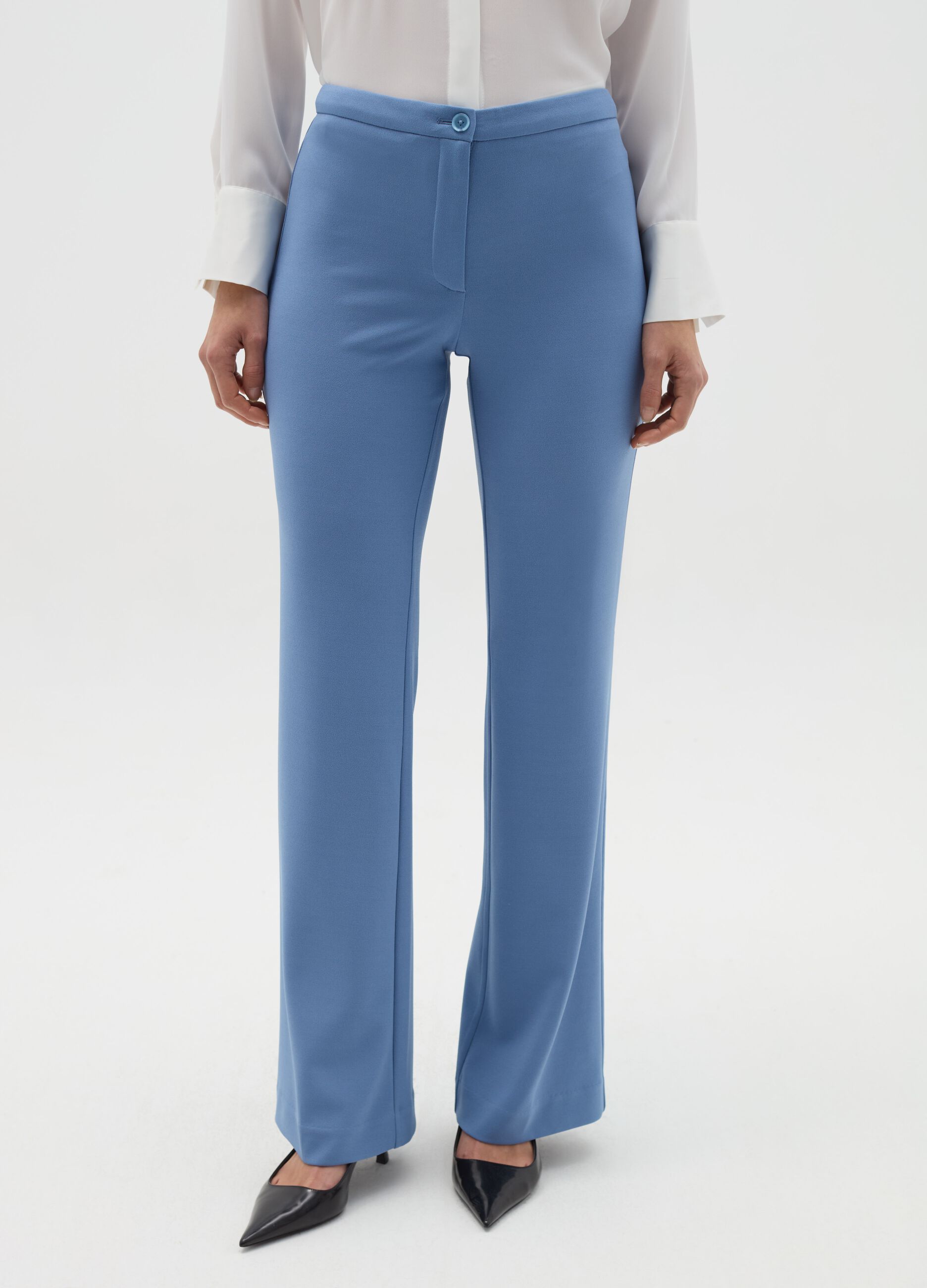 Pantalone flare fit tinta unita