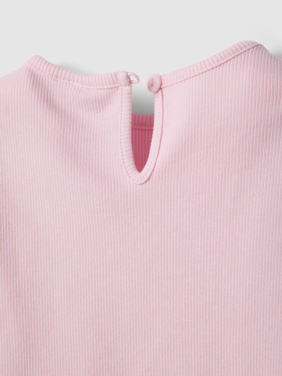 Pink Stretch Cotton T-Shirt for Girls with Designs_3