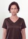 Brown satin V-neck stretch blouse, regular fit_0